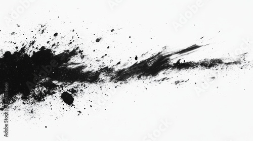 A black splatter ink background offers a striking and dynamic contrast and visual experience. Abstract black watercolor paint splash background. black splash isolated on white