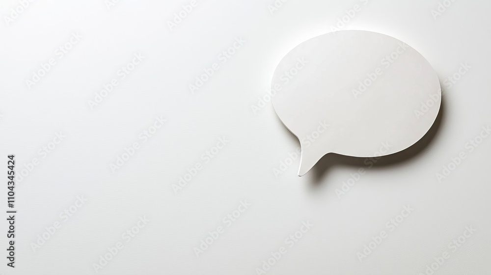a white speech bubble on a white wall The speech bubble is made of paper and has a glossy finish It is the focal point of the image, standing out against the plai a white speech bubble on a white wall The speech bubble is made of paper and has a glossy finish It is the focal point of the image, standing out against the plai