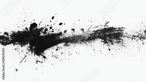 A black splatter ink background offers a striking and dynamic contrast and visual experience. Abstract black watercolor paint splash background. black splash isolated on white