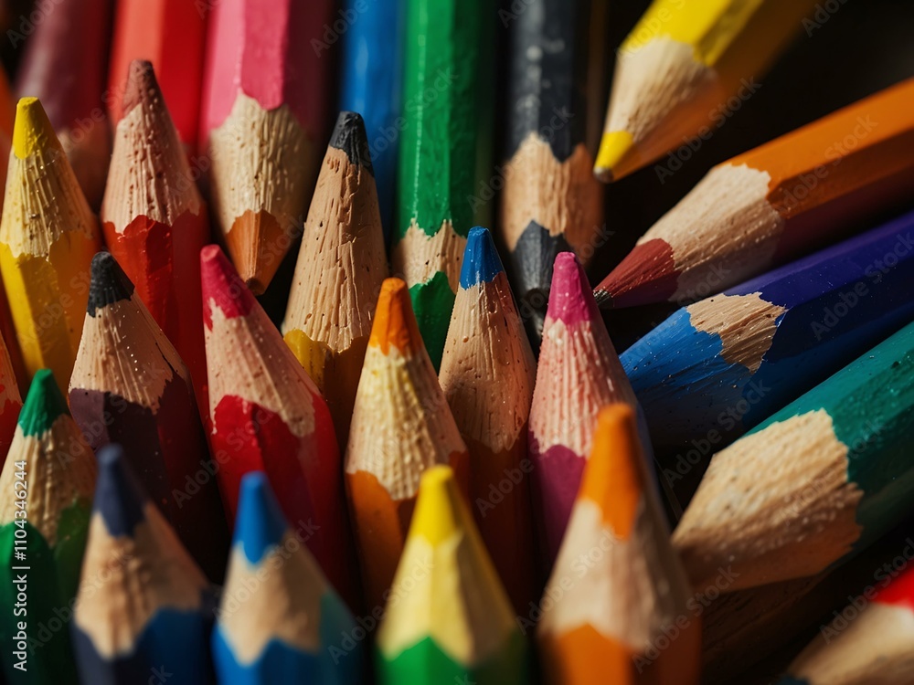 Bunch of colored pencils with one pencil standing out. Bunch of colored pencils with one pencil standing out.