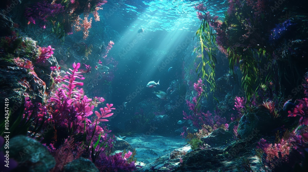 a vibrant underwater scene with a variety of colorful corals and fish swimming around The water is crystal clear, allowing us to see the intricate details of the p a vibrant underwater scene with a variety of colorful corals and fish swimming around The water is crystal clear, allowing us to see the intricate details of the p