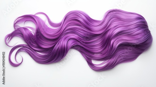  a woman with long, wavy purple hair on a white background