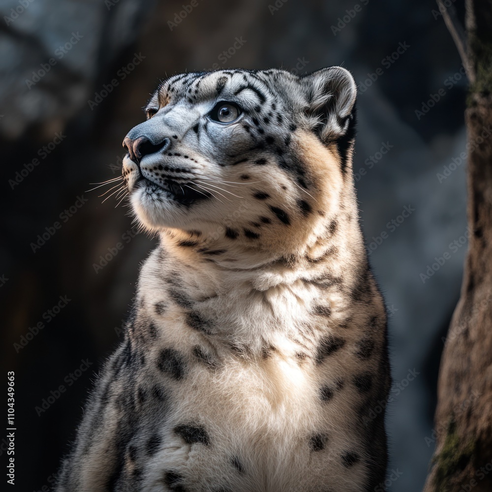 Obraz premium Majestic Snow Leopard Portrait: A Captivating Gaze