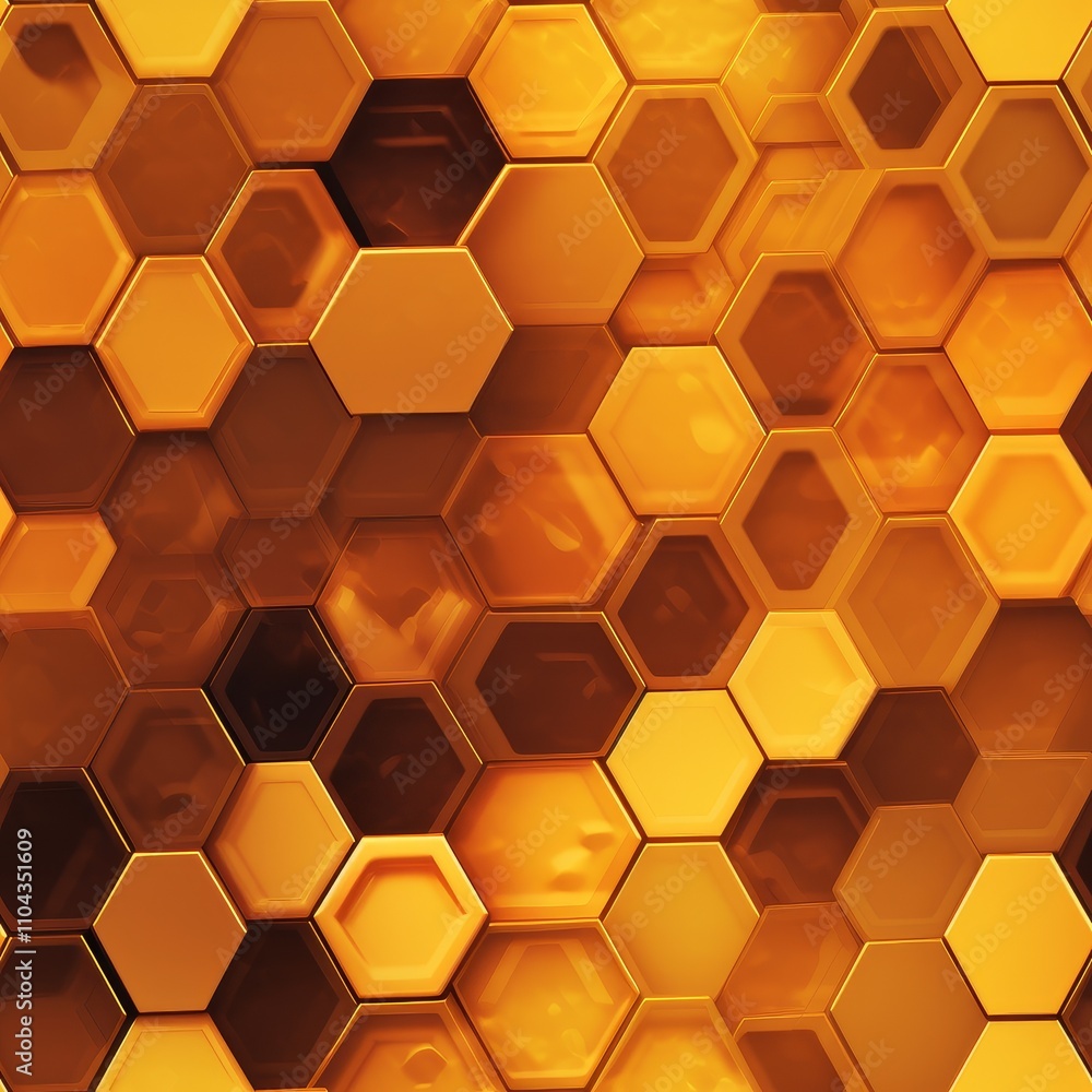 Golden Hexagonal Honeycomb Close-Up Golden Hexagonal Honeycomb Close-Up