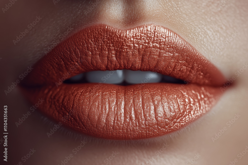 Obraz premium Glossy Copper Lips Macro Close-Up