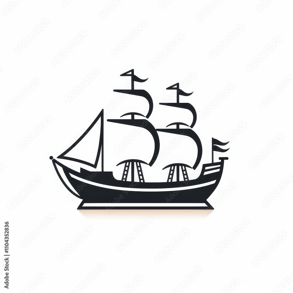 Ship Icon Isolated on White Ship Icon Isolated on White