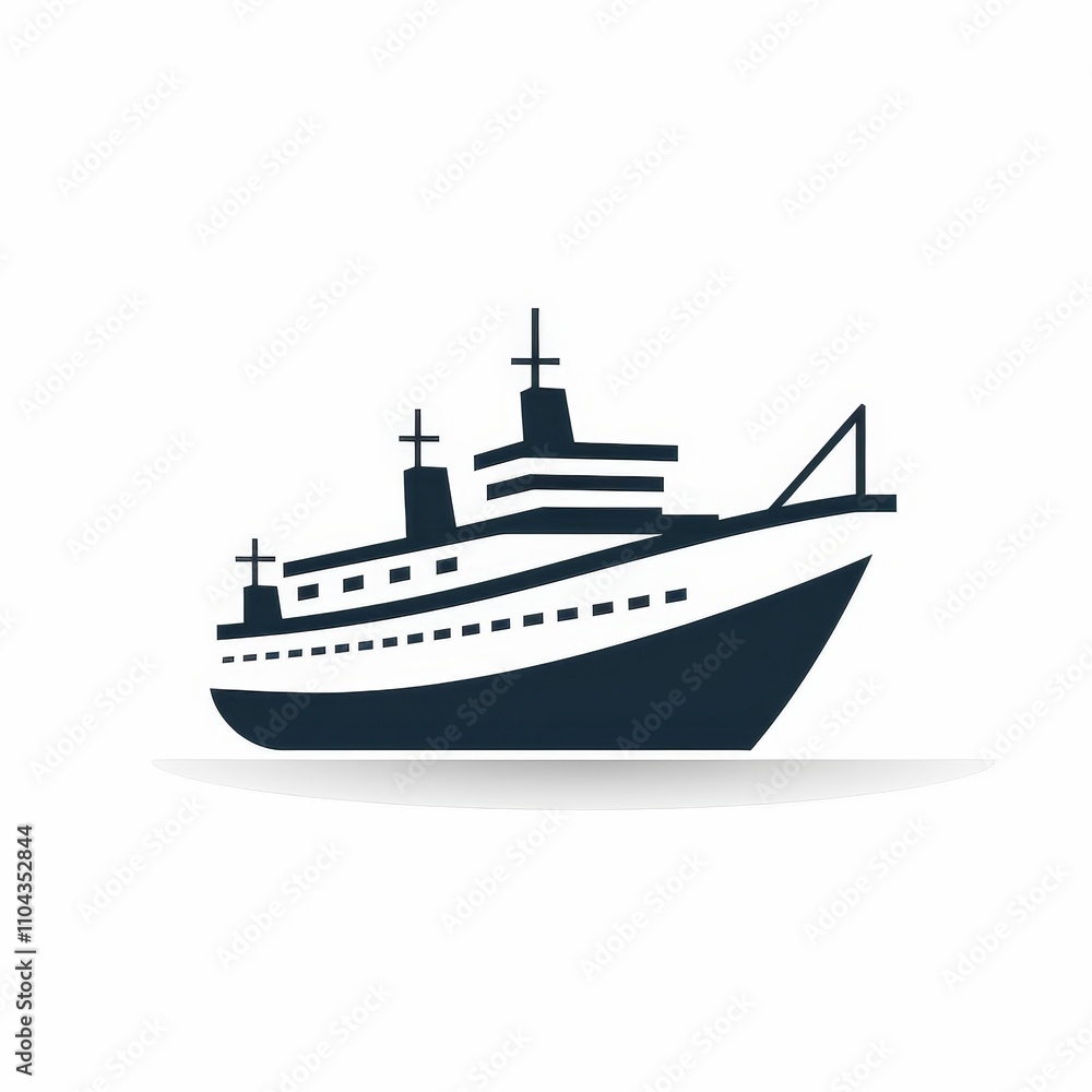 White Background with Ship Icon White Background with Ship Icon