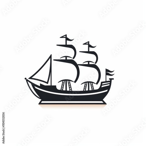 Ship Icon Isolated on White