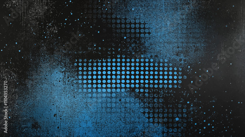 Blue pastel colored poster templates with grunge halftone texture. Hand drawn dotted texture. Square pixel dot cartoon backgrounds. Vector abstract shapes grain with distressed grunge effect.