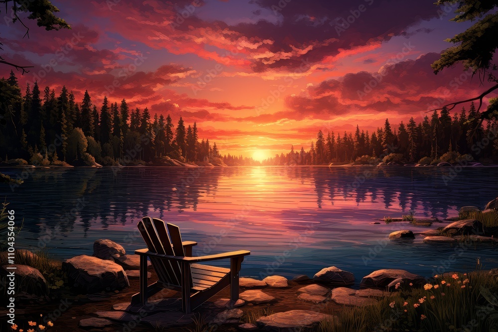 custom made wallpaper toronto digitalTranquil Lakeside Sunsets