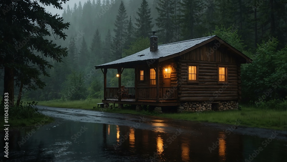 Fototapeta premium Cabin in the rain.