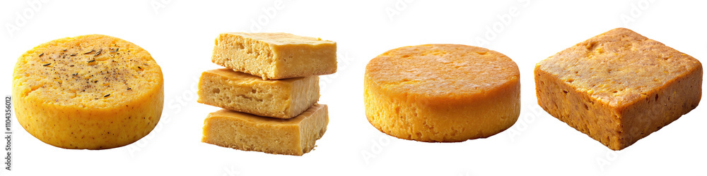 Vegan Cornbread – Moist and Sweet Cornbread Made Without Animal Products, Perfect for Accompanying the Meal Isolated on Clear White Background Highly Detailed Vegan Cornbread – Moist and Sweet Cornbread Made Without Animal Products, Perfect for Accompanying the Meal Isolated on Clear White Background Highly Detailed