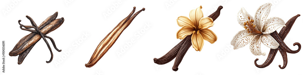Vanilla Bean Pod – Aromatic Vanilla Bean Used to Infuse the Cream with Flavor Isolated on Clear White Background Highly Detailed Vanilla Bean Pod – Aromatic Vanilla Bean Used to Infuse the Cream with Flavor Isolated on Clear White Background Highly Detailed