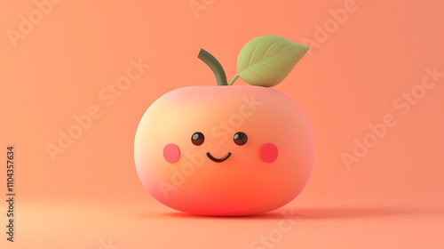 A peach emoji on a soft orange background