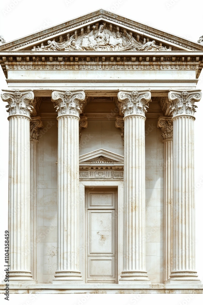 Fototapeta premium Classical stone facade, columns, pediment, doorway.