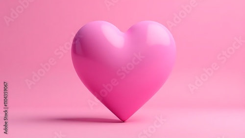 pink heart balloon. 3D pink heart on pink background 