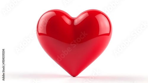 red heart isolated on white. Volumetric 3D red heart, white background 