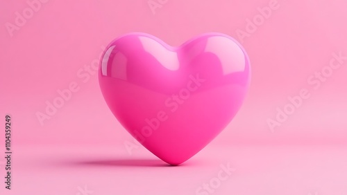 pink heart balloon. 3D pink heart on pink background 