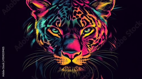 Cool t-shirt design with panther, on a black background. photo