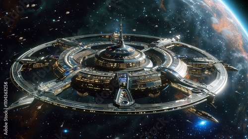 Celestial Docking: Galactic Hub in Space
