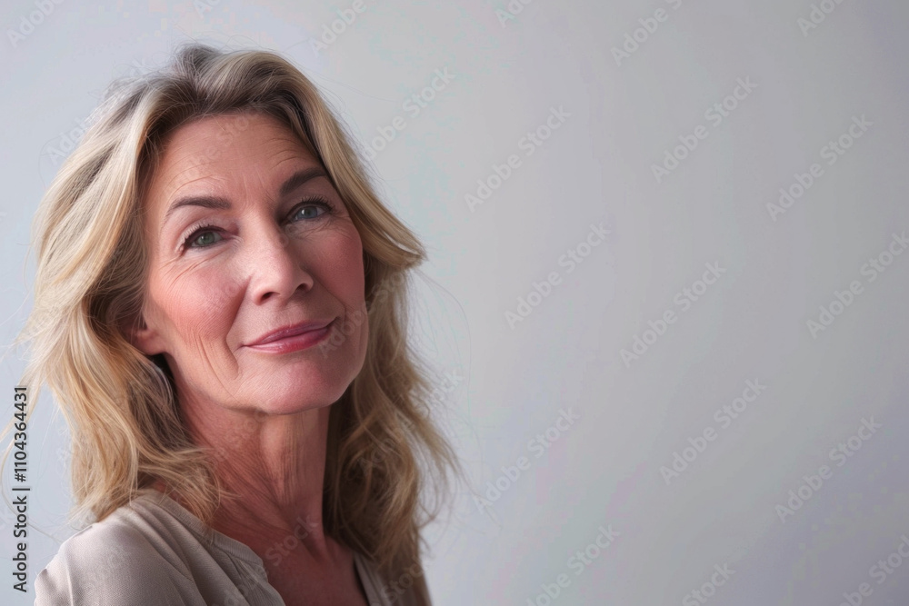 woman fifty years old on a white background close-up Generative AI woman fifty years old on a white background close-up Generative AI