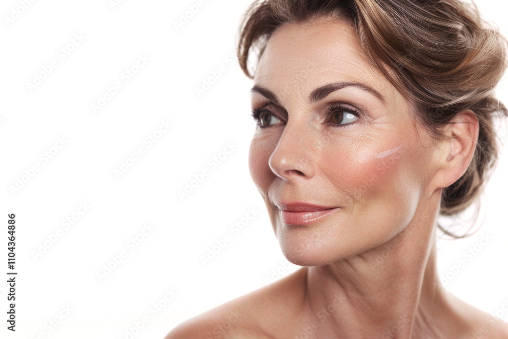 woman fifty years old on a white background close-up Generative AI woman fifty years old on a white background close-up Generative AI