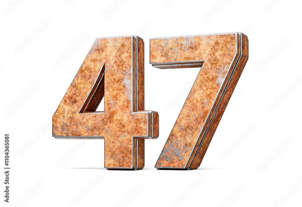 Number Forty Seven 47 Digit Made Of Old Rusty Iron Metal Texture White Background 3d Illustration Number Forty Seven 47 Digit Made Of Old Rusty Iron Metal Texture White Background 3d Illustration