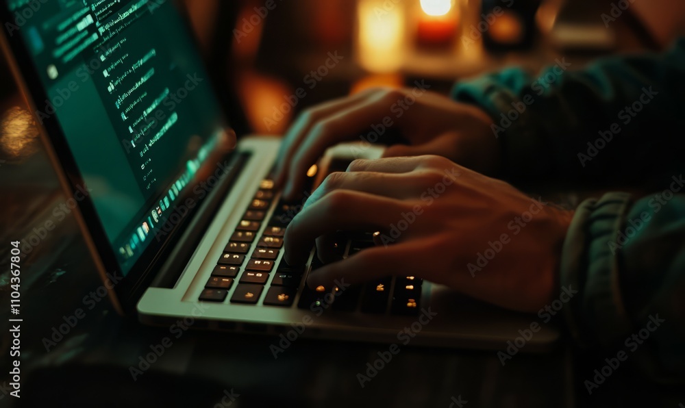 Typing on Laptop with Network Connections Typing on Laptop with Network Connections