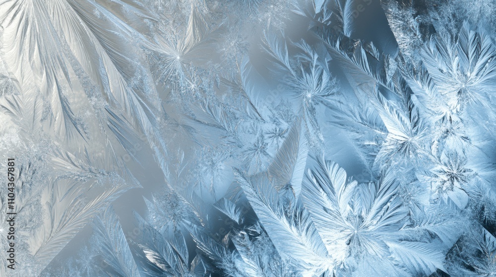 Obraz premium A frosty abstract design with jagged, crystalline textures in icy blue, silver, and white. The sharp edges and glowing highlights mimic the brilliance of frozen surfaces.