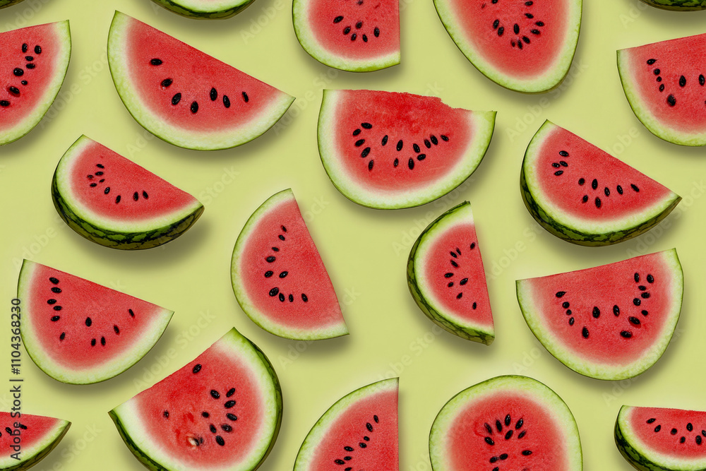 Fresh watermelon slices on light green background Fresh watermelon slices on light green background