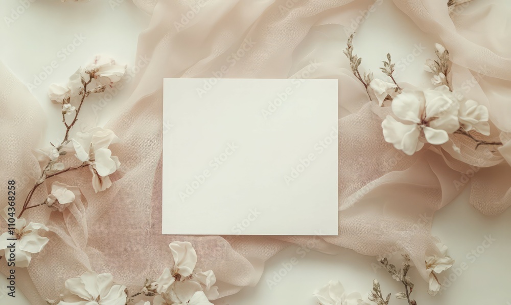 Wedding invitation mockup. Blank template for design or product placement. Blank card on neutral background with flowers. Elegant wedding flat lay composition Wedding invitation mockup. Blank template for design or product placement. Blank card on neutral background with flowers. Elegant wedding flat lay composition