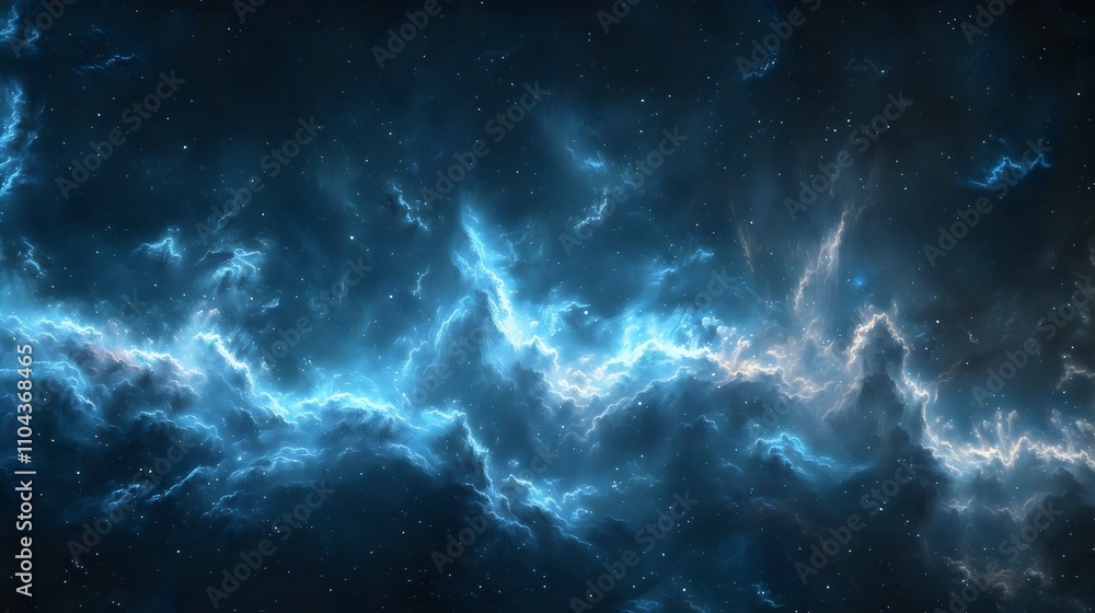 A blue sky with stars and clouds A blue sky with stars and clouds