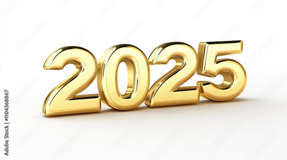 2025 gold for happy new year and holiday isolated on white 2025 gold for happy new year and holiday isolated on white