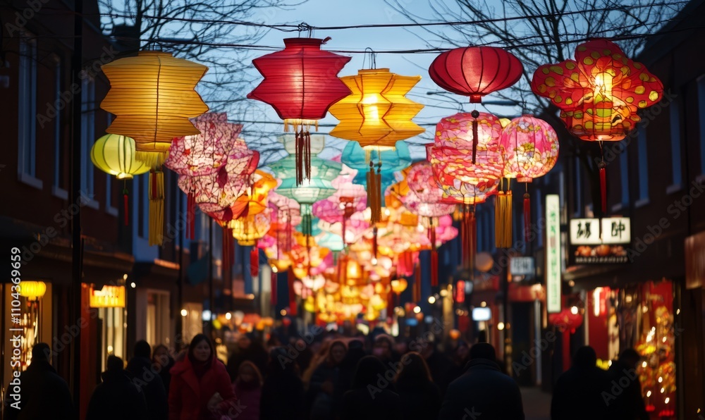 As part of the Chinese New Year celebrations, the streets are decorated with Chinese lanterns As part of the Chinese New Year celebrations, the streets are decorated with Chinese lanterns