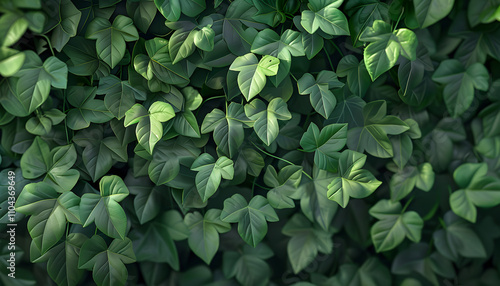 A dense layer of vibrant green ivy leaves creates a lush and refreshing backdrop, evoking feelings of tranquility and nature's beauty.