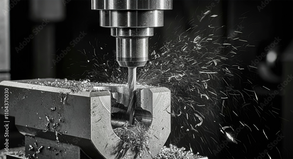 Milling cutter work with splinters flying off, monochrome version. Milling cutter work with splinters flying off, monochrome version.