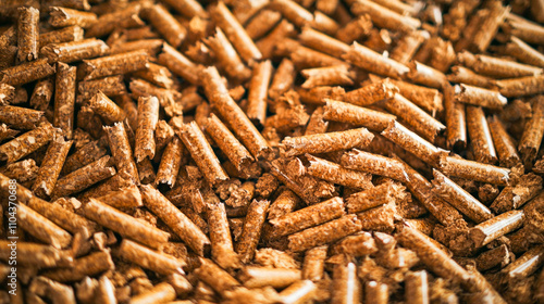 Close-up of wood pellets for renewable energy and eco-friendly heating solutions