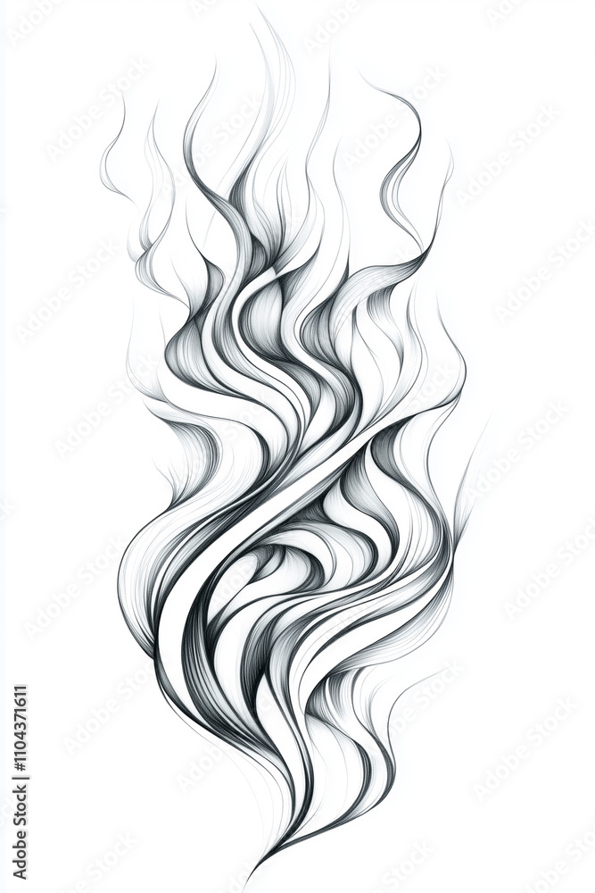 A bold sketch of flames rising in smooth, dynamic curves, with thick, sharp outlines. The fire tapers into intricate smoke swirls at the edges, creating a sense of movement and intensity. A bold sketch of flames rising in smooth, dynamic curves, with thick, sharp outlines. The fire tapers into intricate smoke swirls at the edges, creating a sense of movement and intensity.