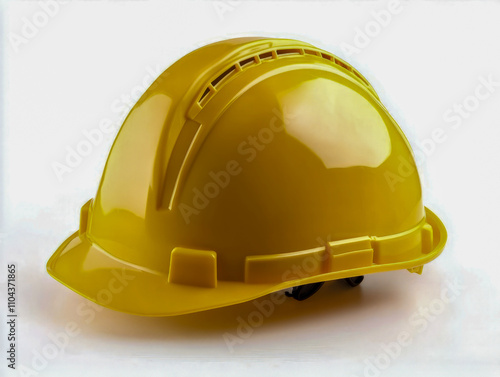 Bright yellow hard hat for workplace safety and construction protection photo