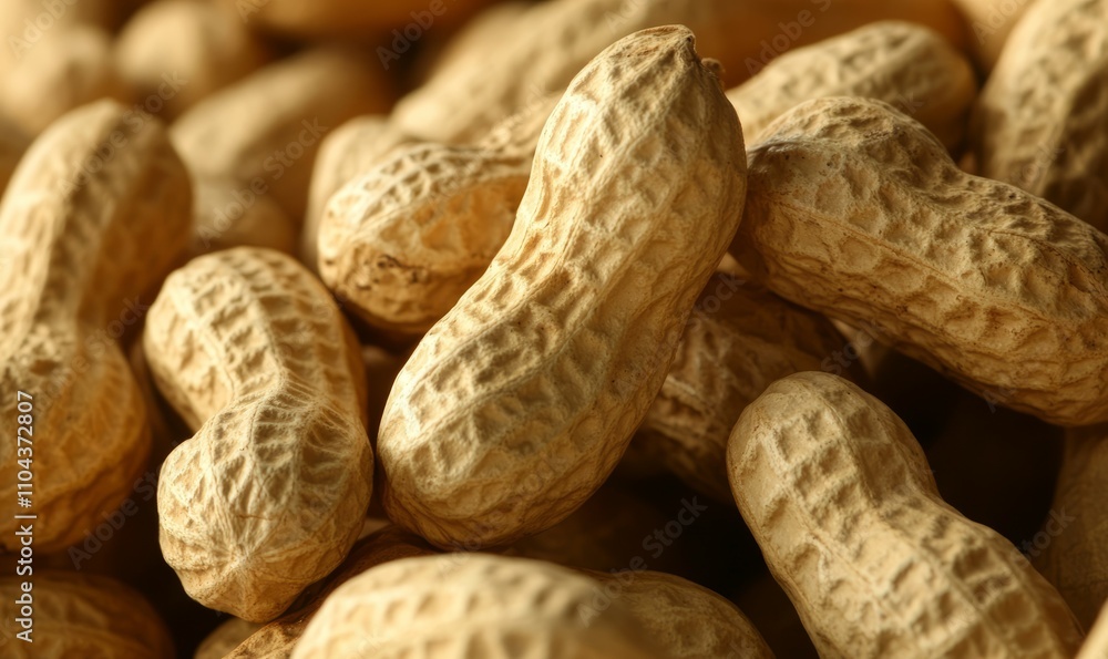 A bunch of peanuts are shown in a close up A bunch of peanuts are shown in a close up