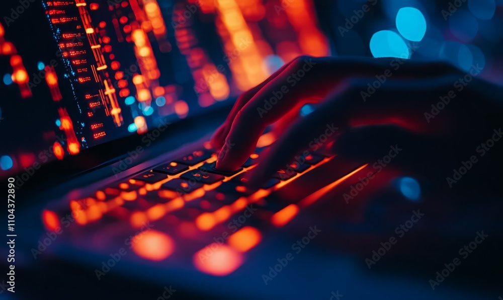 Typing on Laptop with Network Connections Typing on Laptop with Network Connections