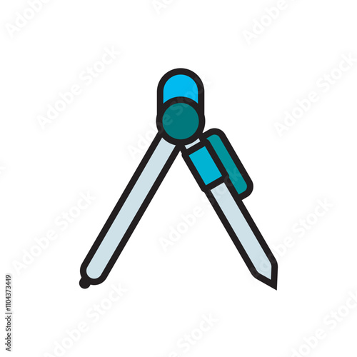 Arc calipee flat icon vector illustration, school tools equipment. 