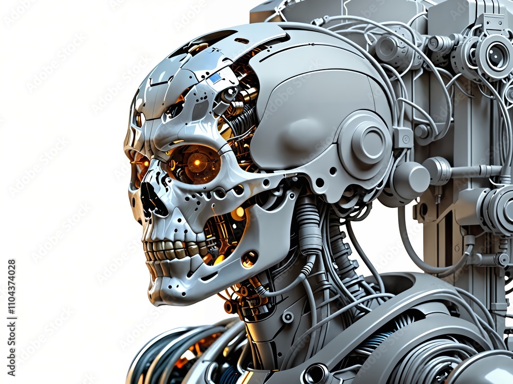 Fototapeta premium grauer Totenkopf Humanoid 