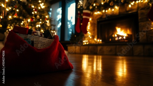 Christmas Presents by the Fireplace: A Cozy Winter Scene