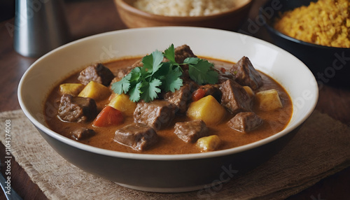 indian beef curry in a bowl