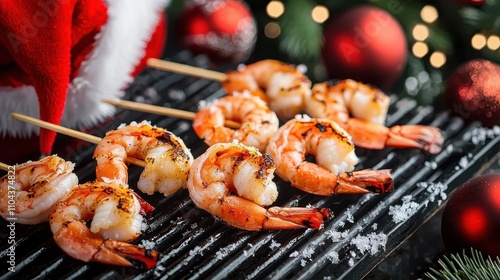 Holiday table photography grilled shrimp appetizer for christmas festivities