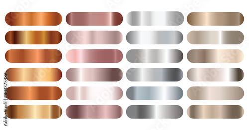 Gradation Gold, silver, bronze set vector. Metalic gradient collection