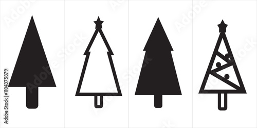 Christmas tree outline icon vector design illustration, Christmas decorations vector design. 