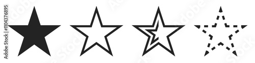 Abstract isolated geometric shapes of star collection for User Interface. Vector icons in flat style