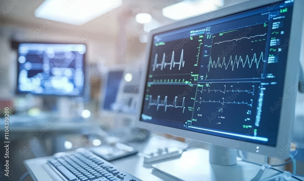 A medical instrument is on a computer screen A medical instrument is on a computer screen